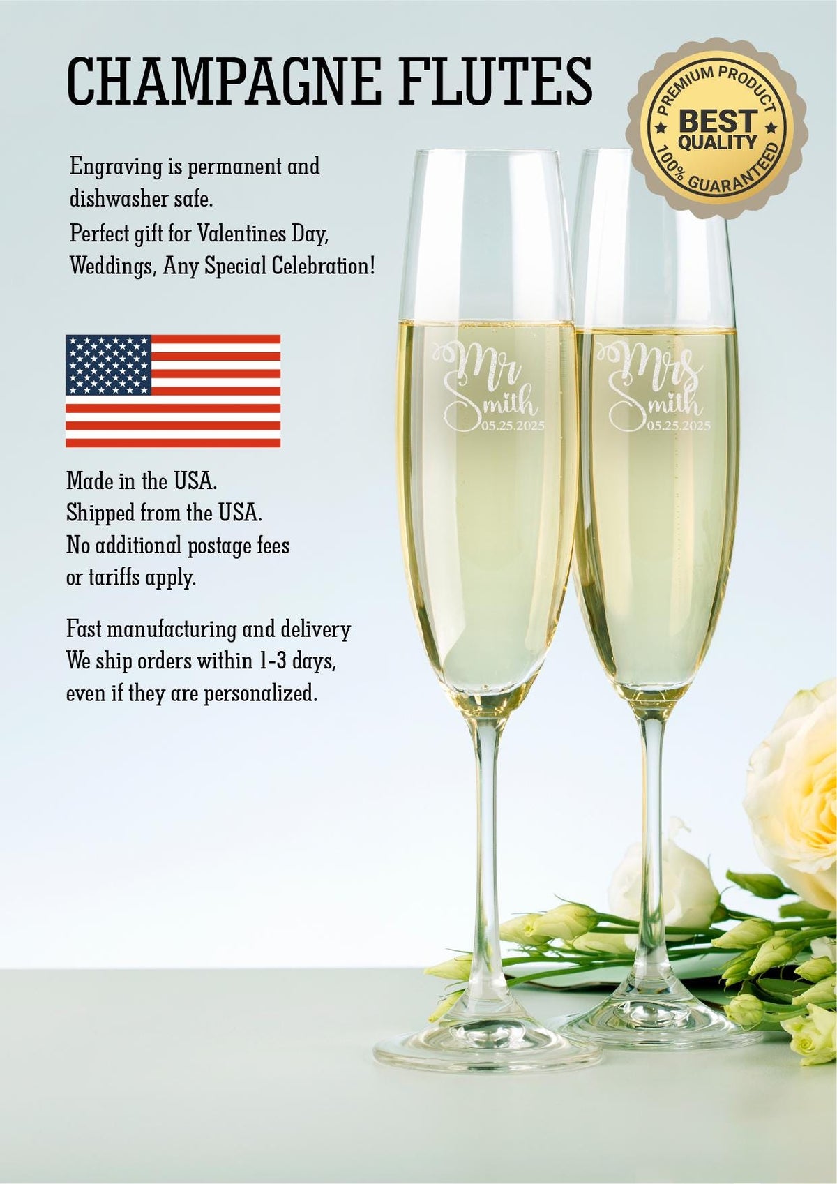 a couple of champagne flutes sitting next to each other