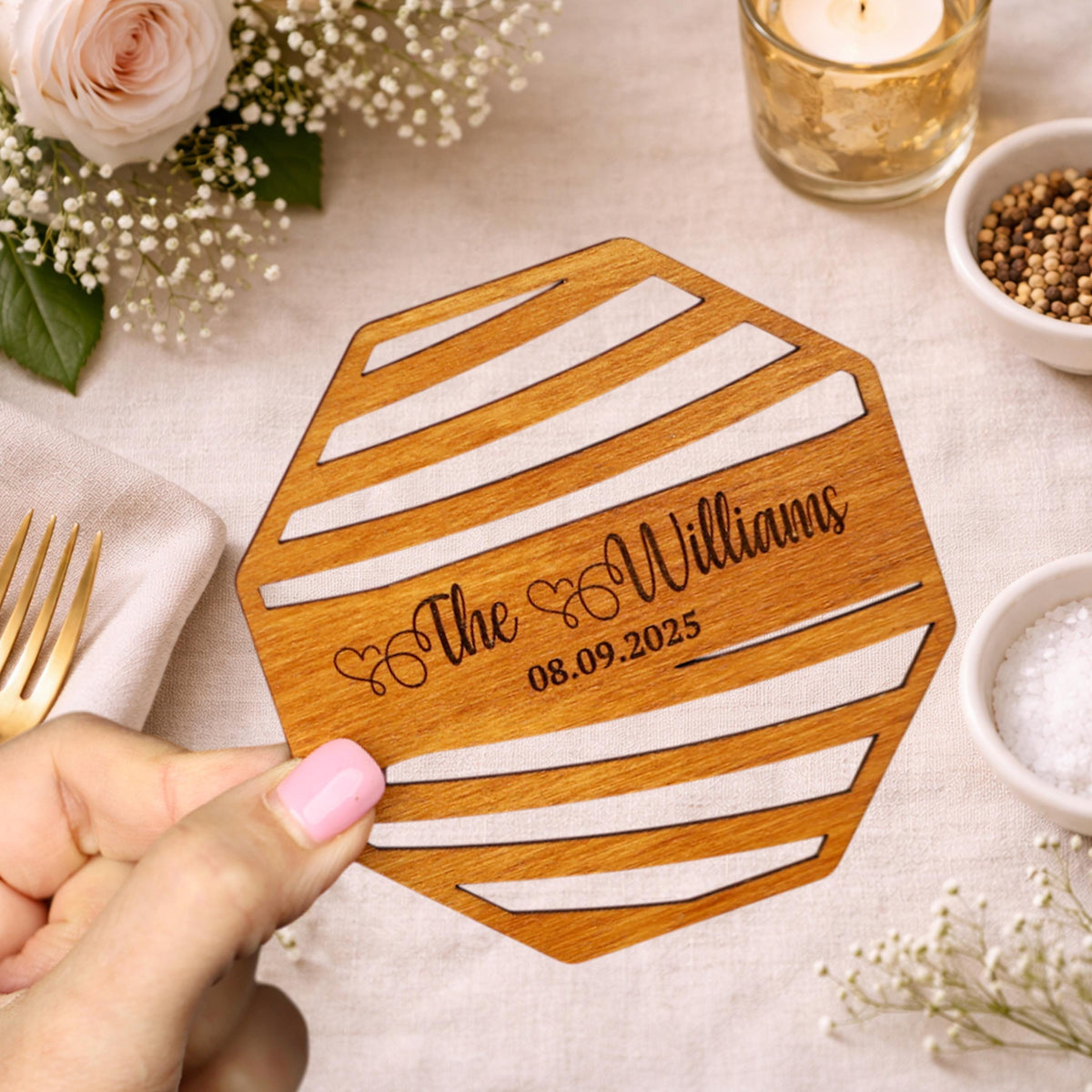 Rustic Wood Wedding Coasters: Bulk Guest Favors