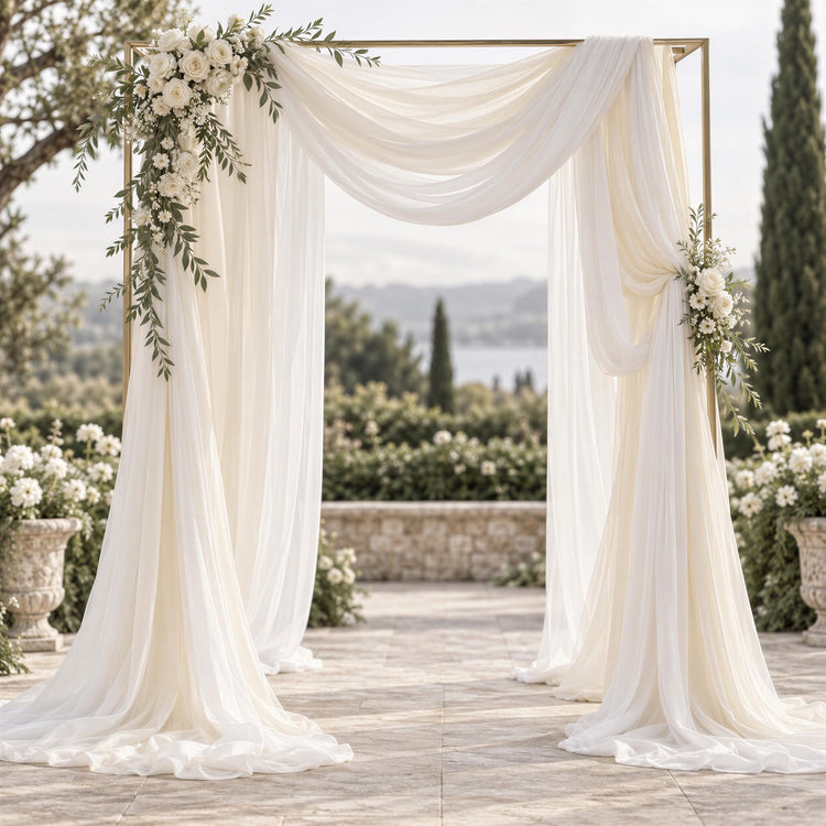 Ivory chiffon wedding arch draping fabric for ceremony backdrops