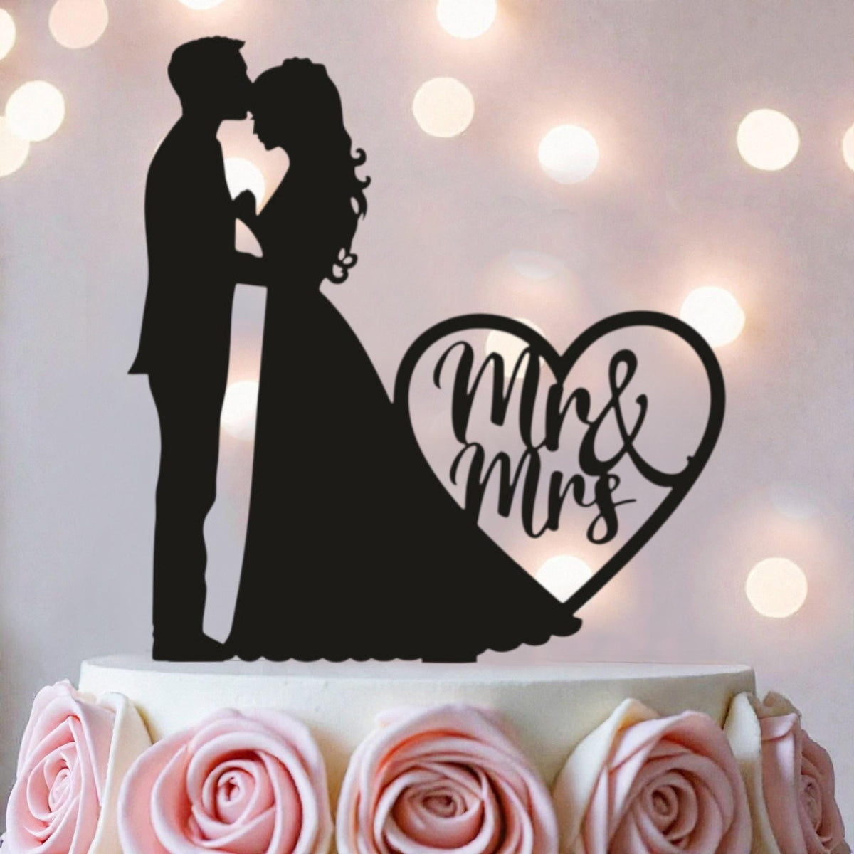 Mr & Mrs Cake Topper: Rustic Wedding, Custom Name