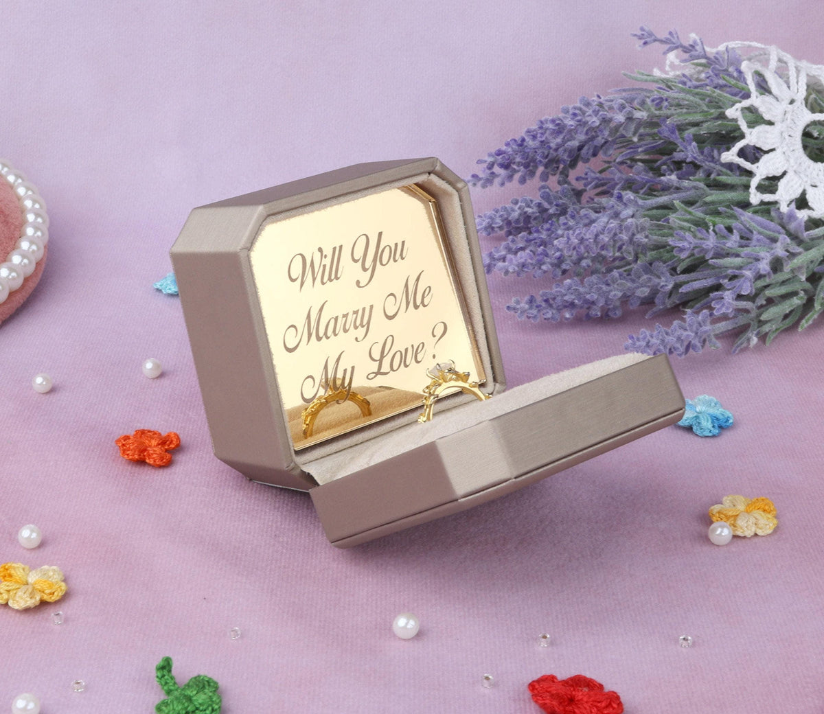 Leather Proposal Ring Box: Dainty Engagement, Wedding Keepsake