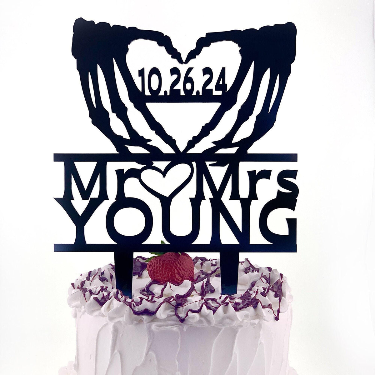a wedding cake topper with the words we can create a custom cake topper