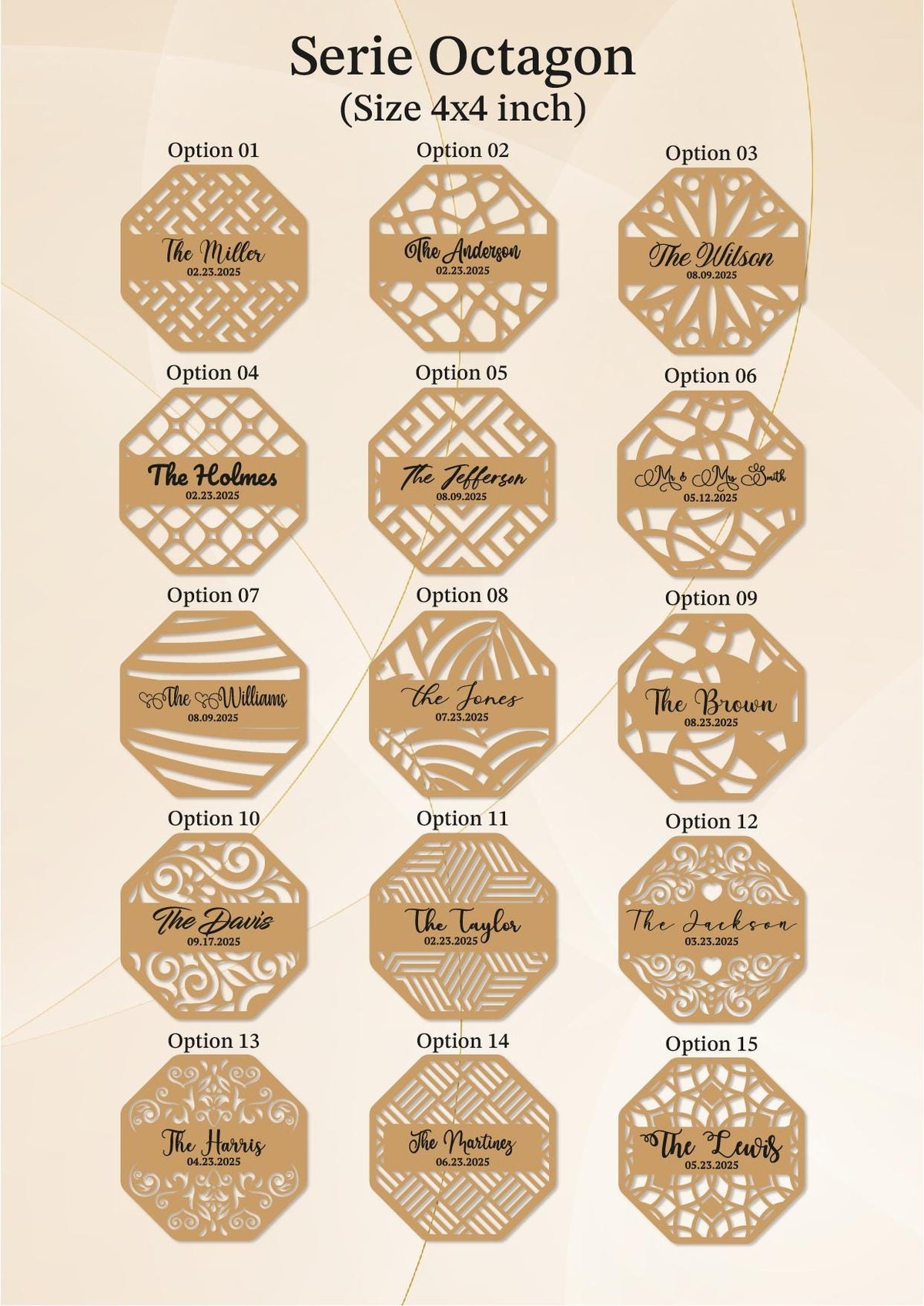 a collection of 16 different cutout designs, each with unique patterns and names. The designs are arranged in a grid format, with each design placed in a separate section. The names of the designs are displayed in a variety of fonts and styles, creating a visually appealing and organized presentation.