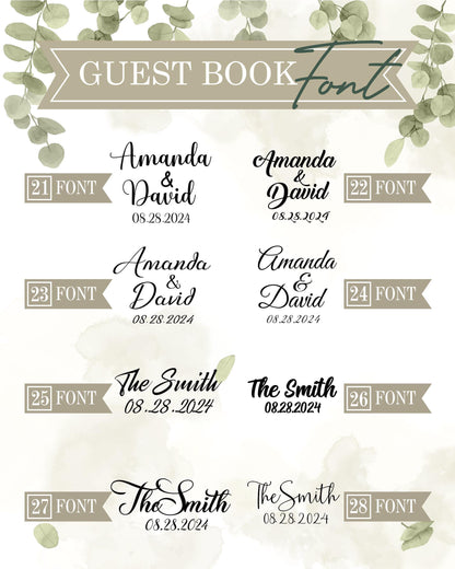 the wedding guest book font and numbers