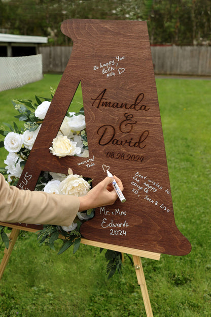 Rustic Wooden Letter Wedding Guest Book Alternative: Custom Keepsake