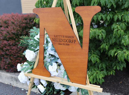 Letter N Rustic Wedding Guest Book: Custom Wooden Sign