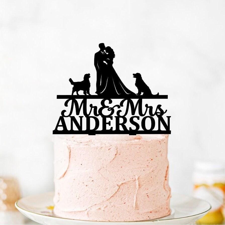 Personalized Wedding Guestbook with Dogs: Silhouette Wooden Keepsake