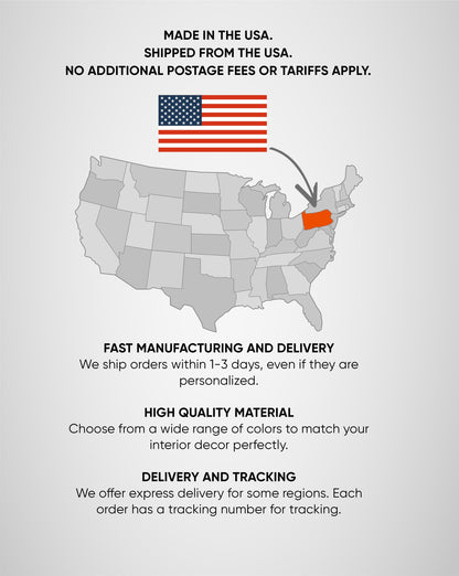The image is a map of the United States with a message about shipping and delivery services.