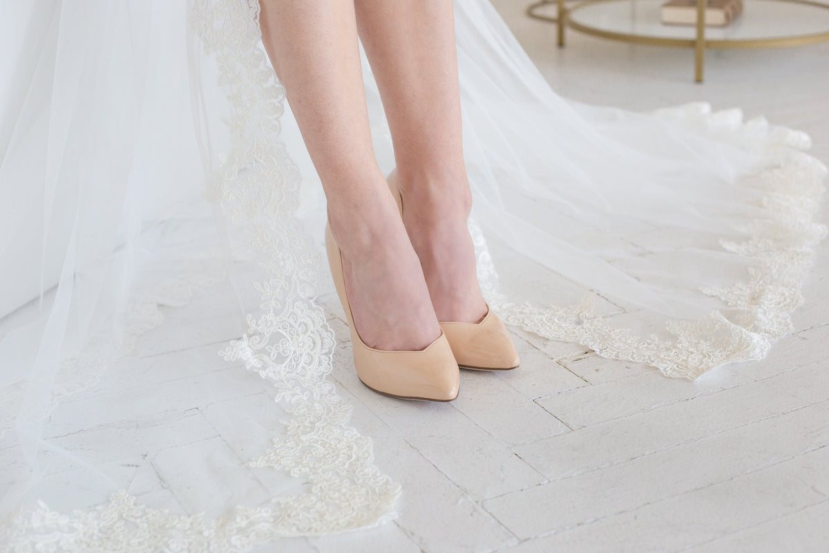 Long Lace Bridal Robe with Train, Sheer Tulle Wedding Cover Up