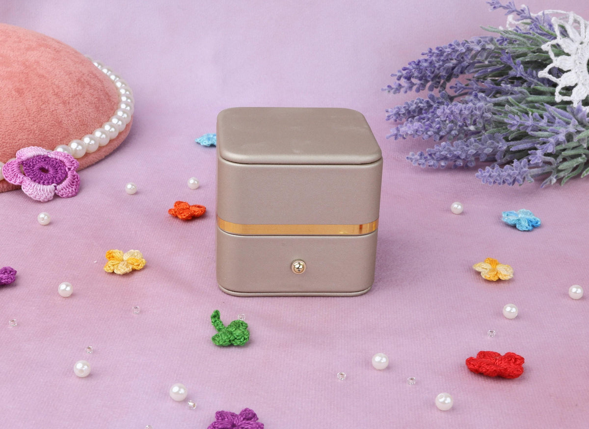 Leather Proposal Ring Box: Dainty Engagement, Wedding Ring