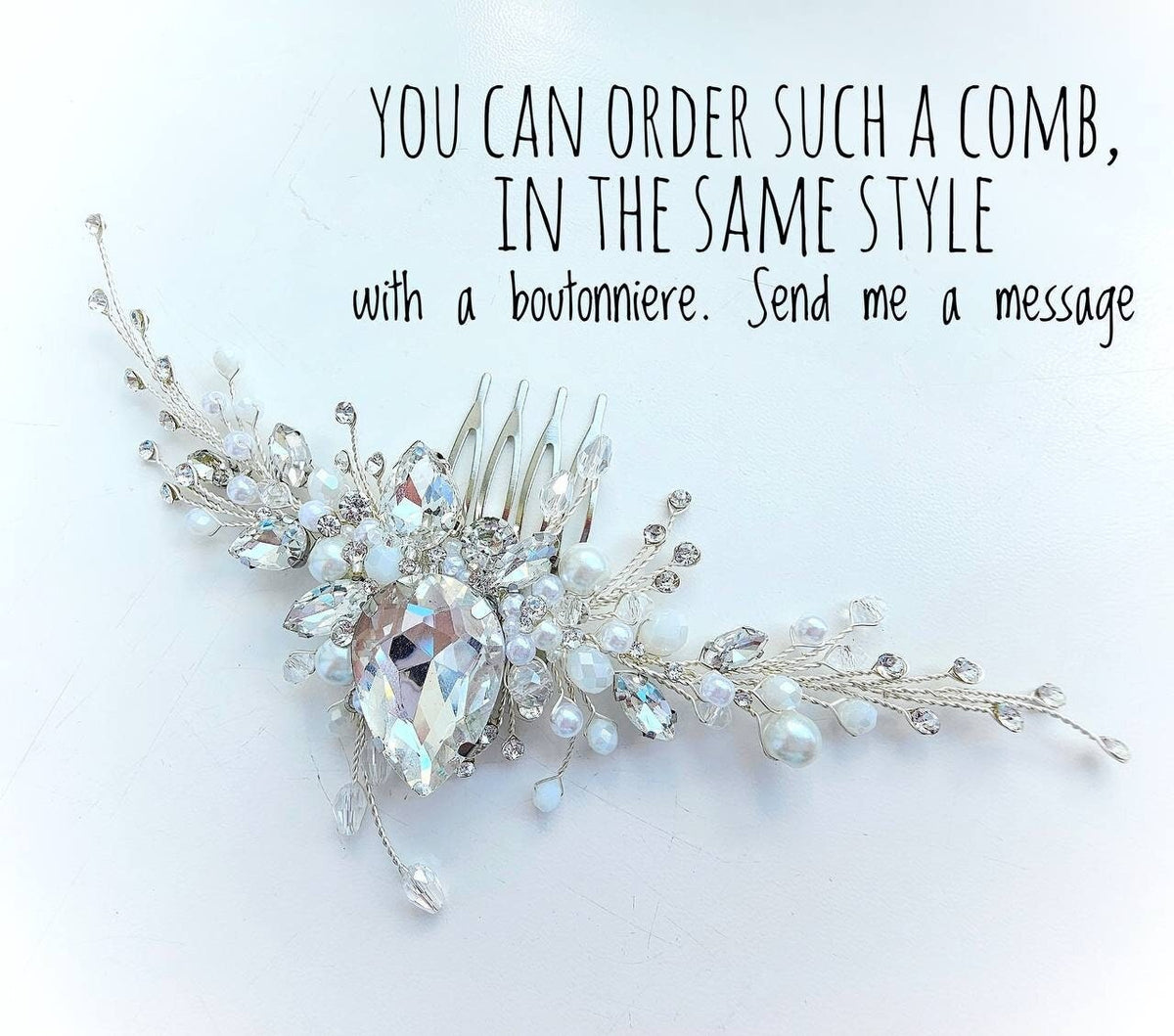 Crystal Pearl Grooms Boutonniere: Handmade Wedding Accessories