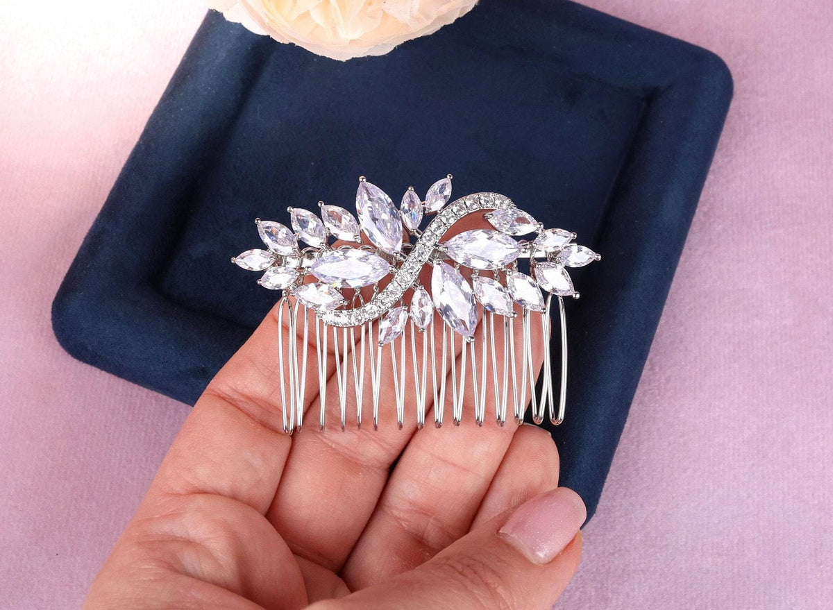a blue tray with a flower and a comb on it