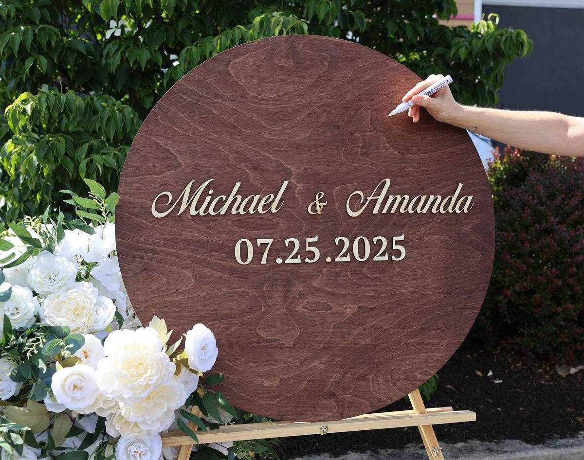 a wooden sign that says michael and amanda on it