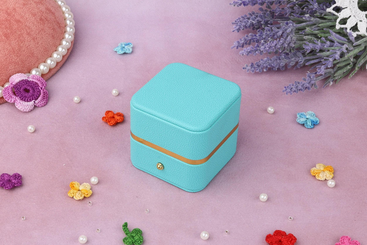 Leather Proposal Ring Box: Dainty Engagement, Wedding Ring