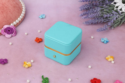Leather Proposal Ring Box: Dainty Engagement, Wedding Ring