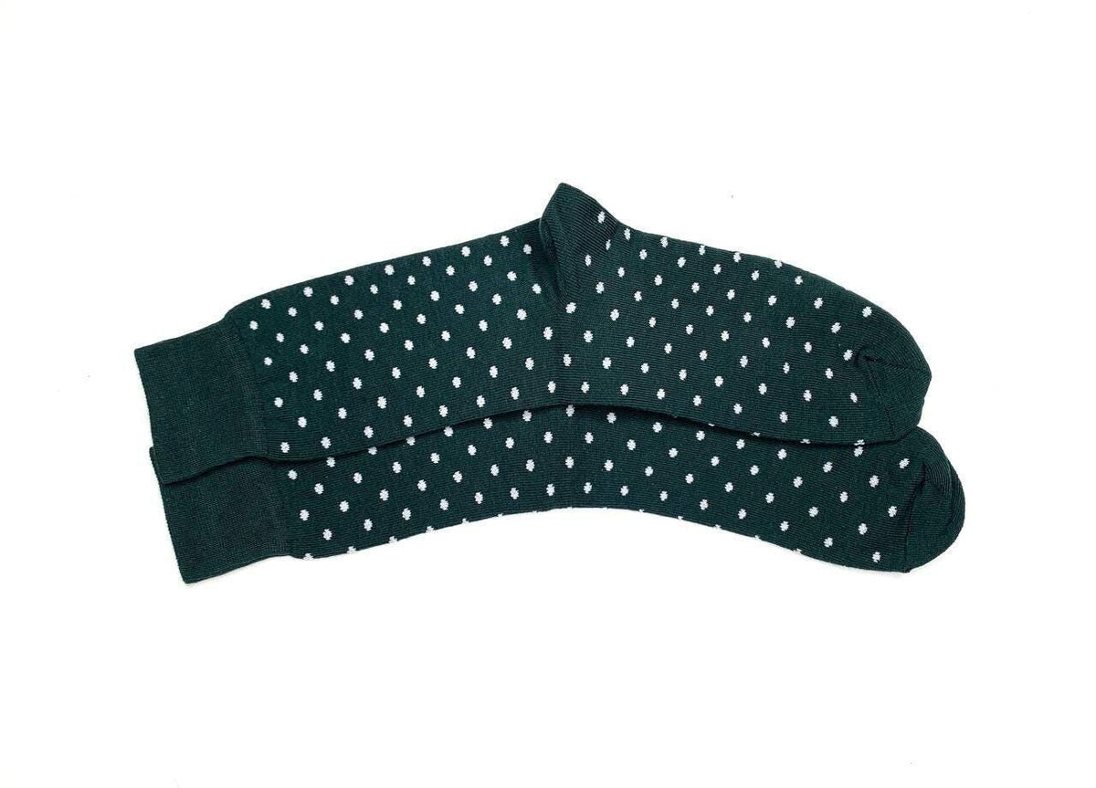 Emerald Polka Dot Socks: Party Green Cotton Blend (Size 7-12)