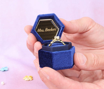 Velvet Hexagon Ring Box: Engagement Proposal