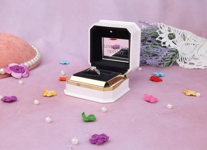 LED Double Ring Box: Velvet Proposal Ring Organizer