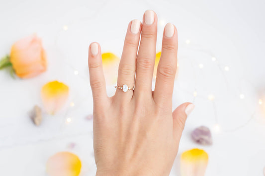 Vintage Style Moonstone Ring: Gold Plated 925 Silver Proposal Jewelry