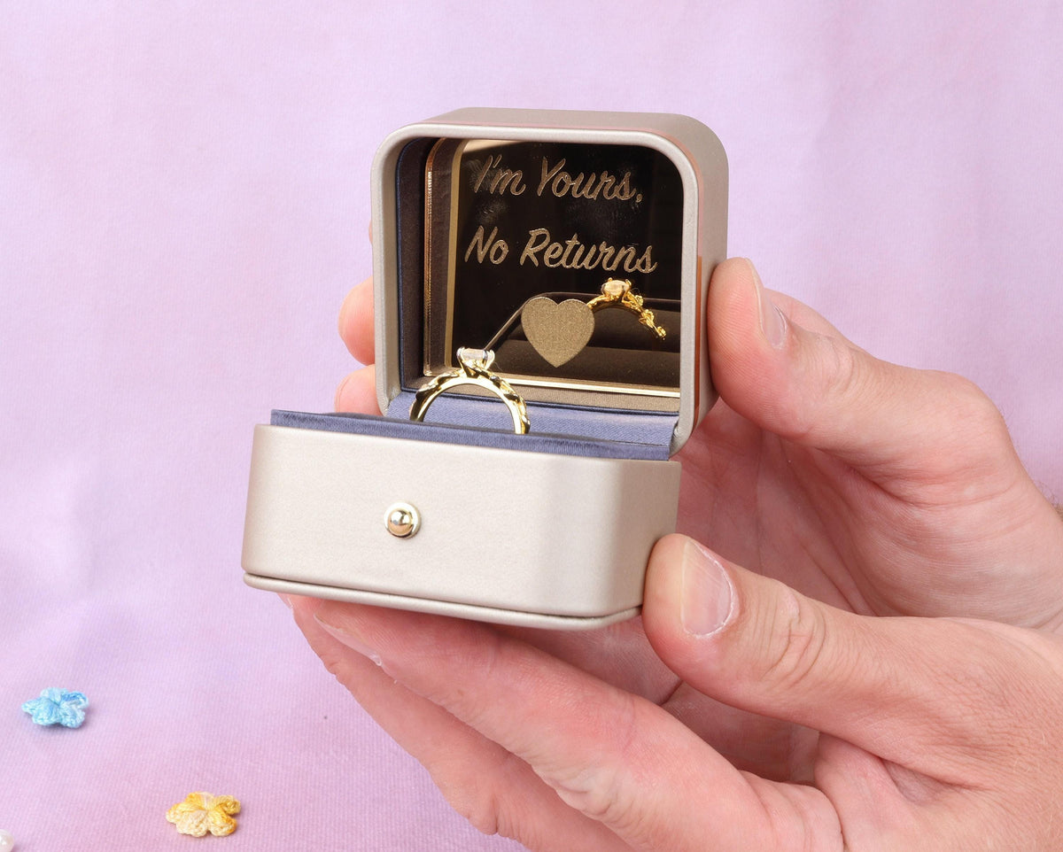Leather Proposal Ring Box: Dainty Engagement, Wedding Ring