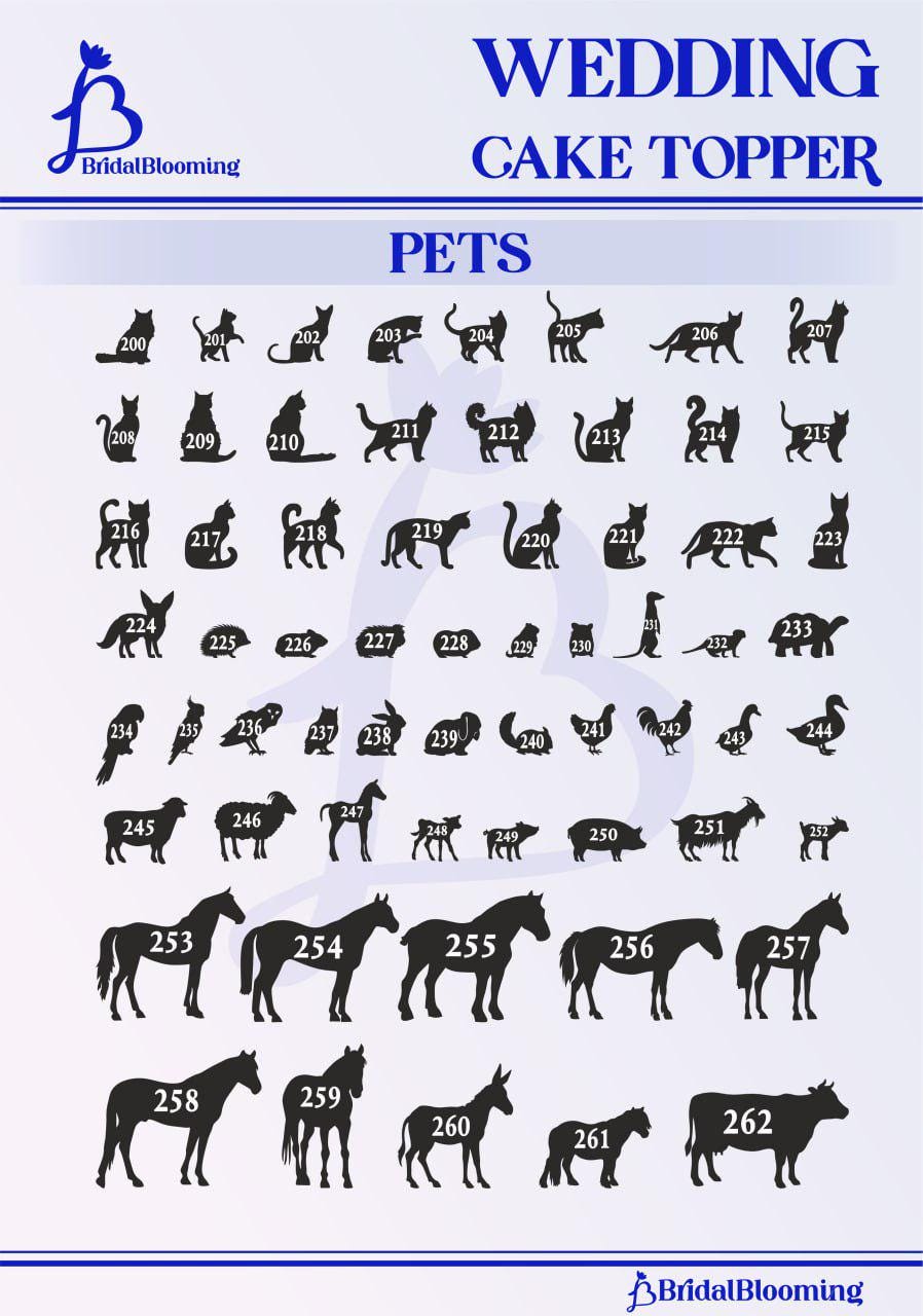 a wedding cake topper with dogs and horses