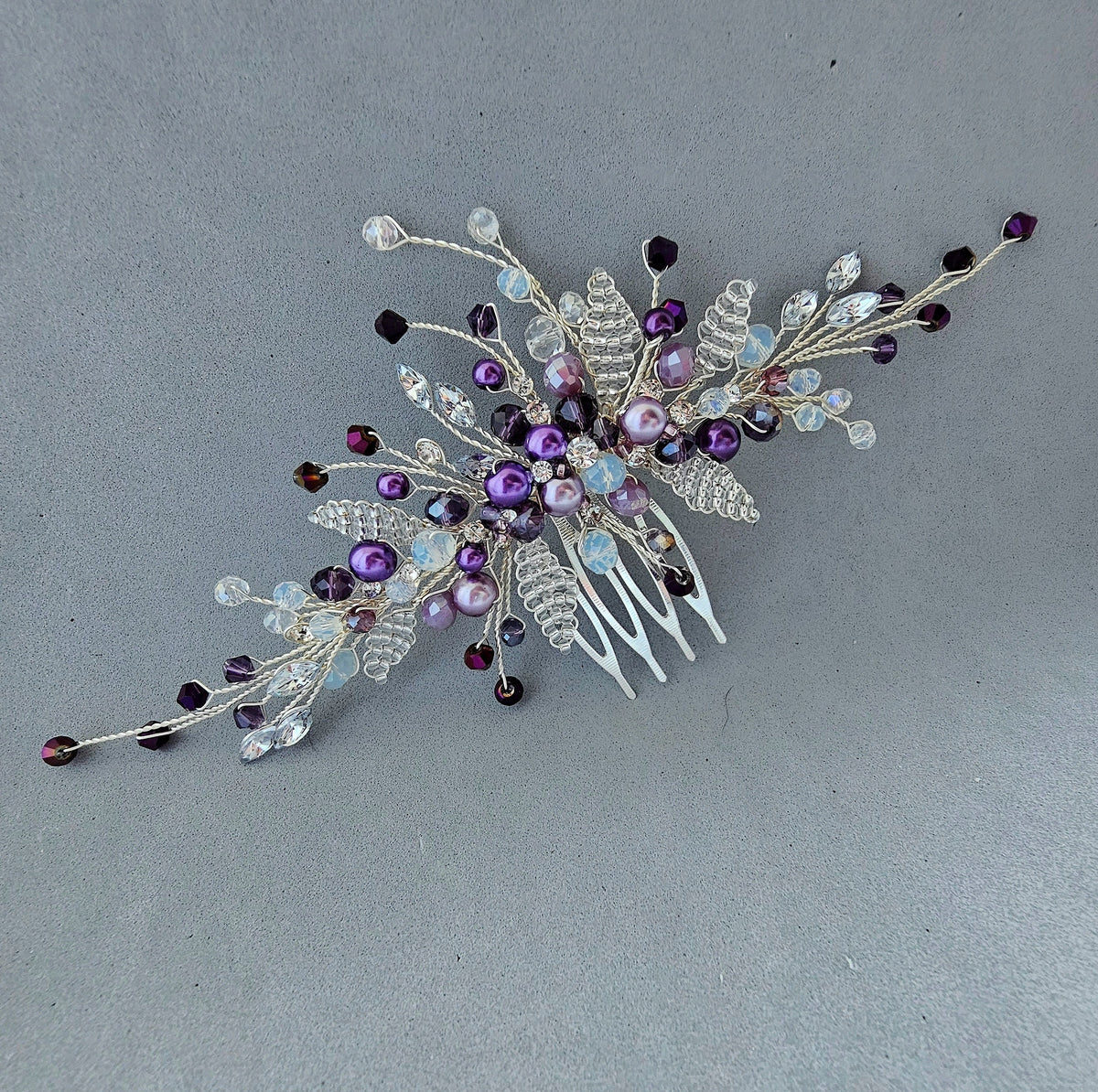 Purple Crystal Bridal Hair Comb, Violet Wedding Hair Accessory