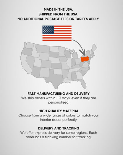 The image is a map of the United States with a message about shipping and delivery services.