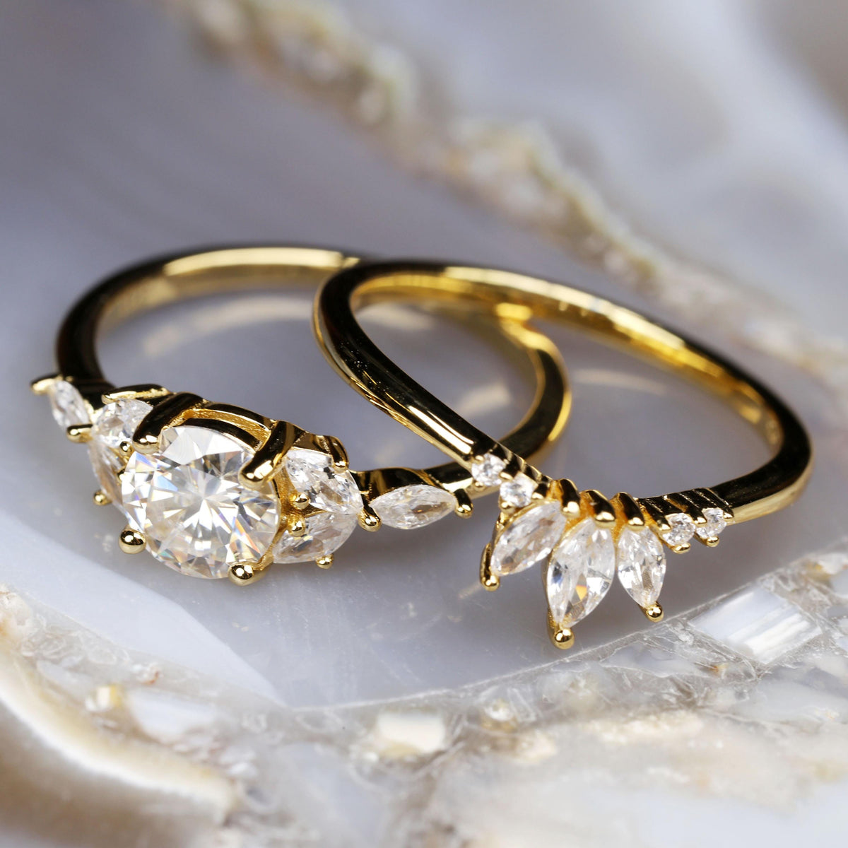 a couple of rings sitting on top of a table