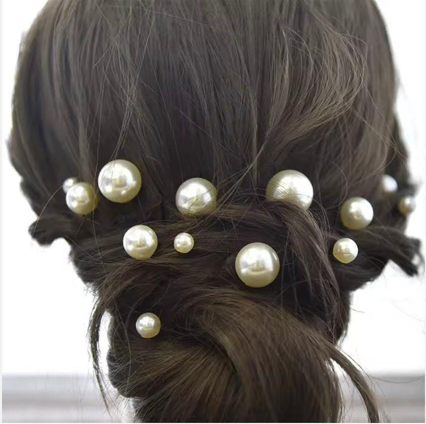 Pearl Bridal Hair Pins Set of 18, Silver Wedding Updo Accessories, Bridesmaid Hair Pins