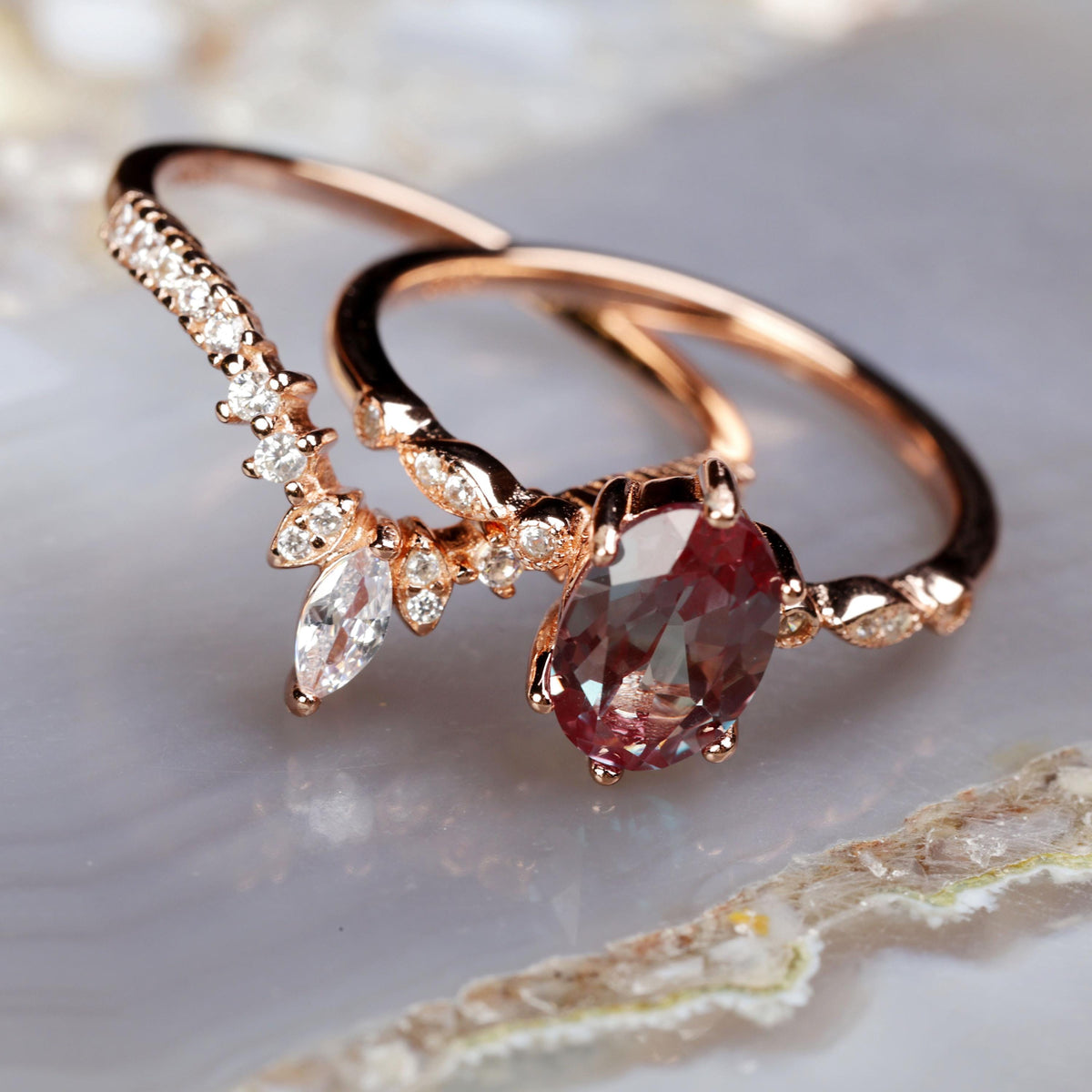 a couple of rings sitting on top of a table