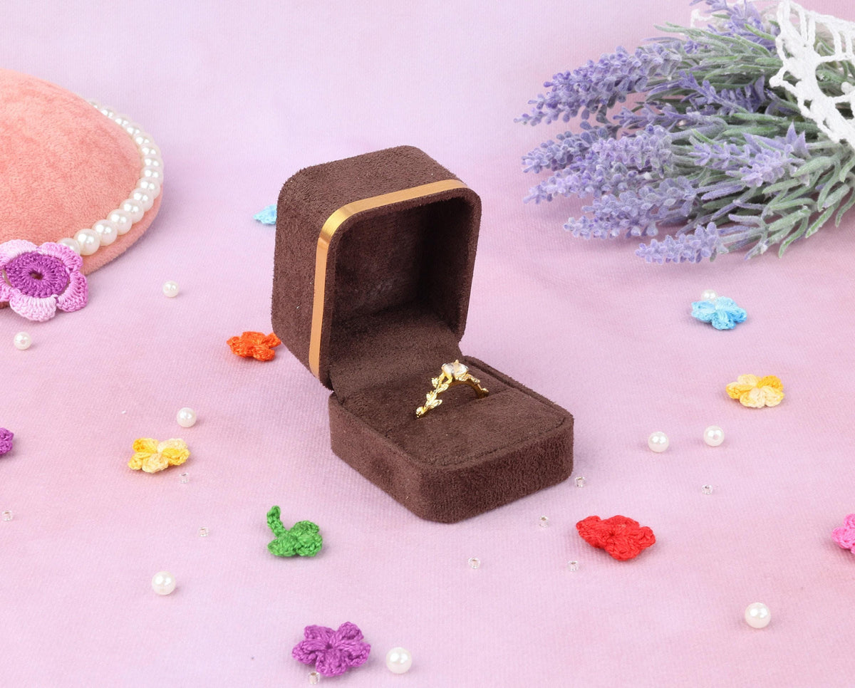 Velvet Proposal Ring Box: Dainty Engagement, Wedding Keepsake