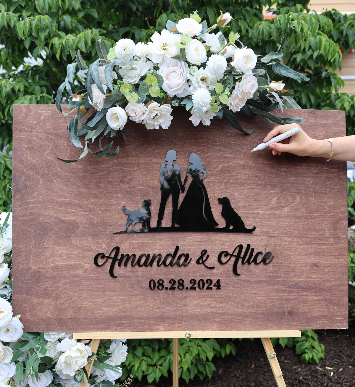 a wooden sign with a family picture on it