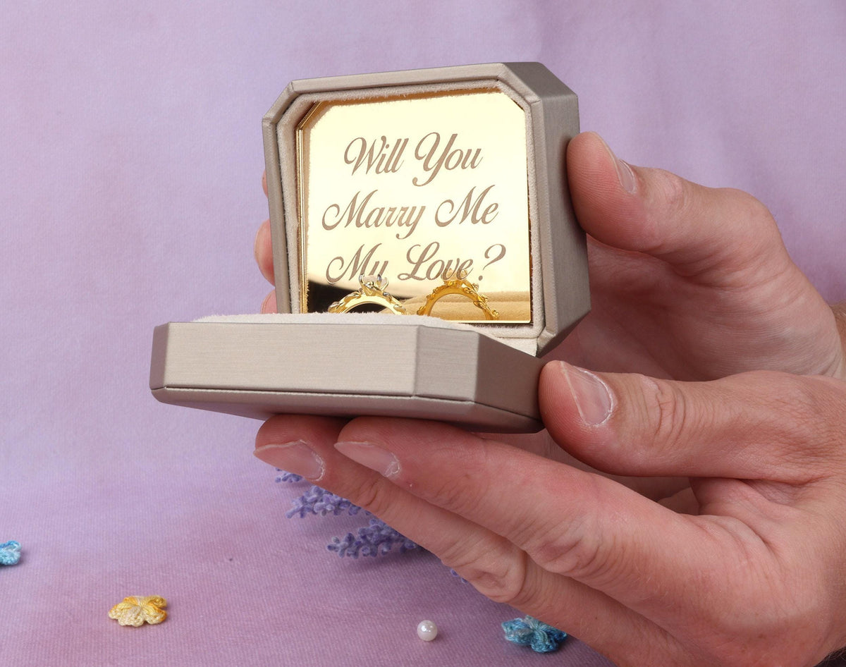Leather Proposal Ring Box: Dainty Engagement, Wedding Keepsake