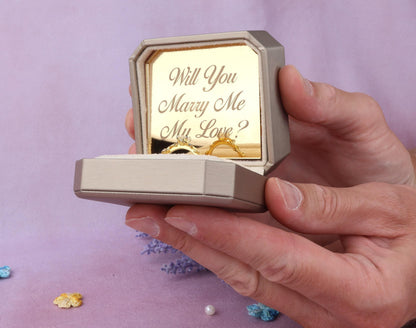 Leather Proposal Ring Box: Dainty Engagement, Wedding Keepsake