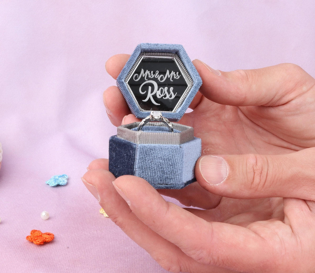 Velvet Hexagon Ring Box: Engagement Proposal
