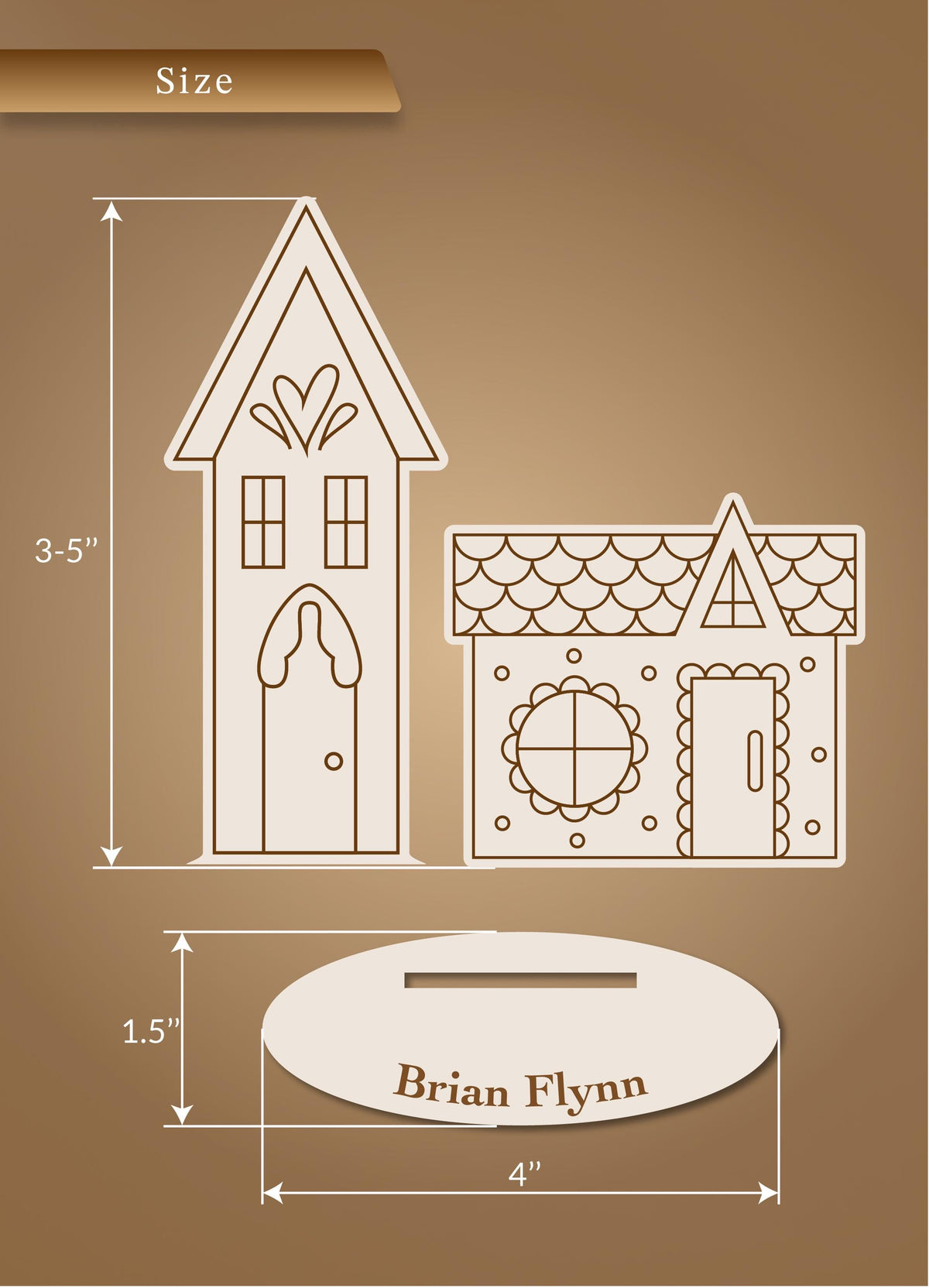 a detailed drawing of a house and a stand, with measurements provided.