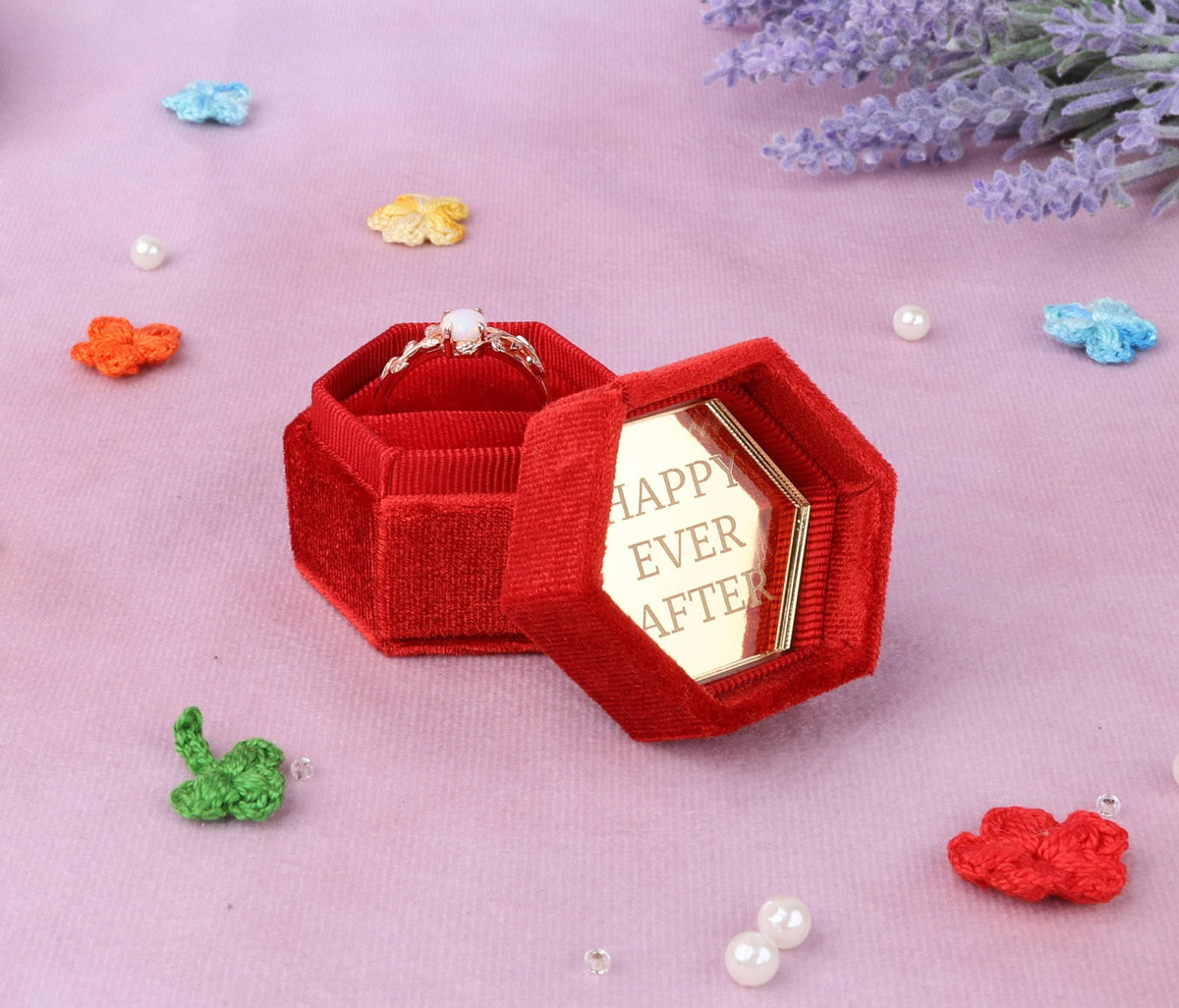 Velvet Hexagon Ring Box: Engagement Proposal