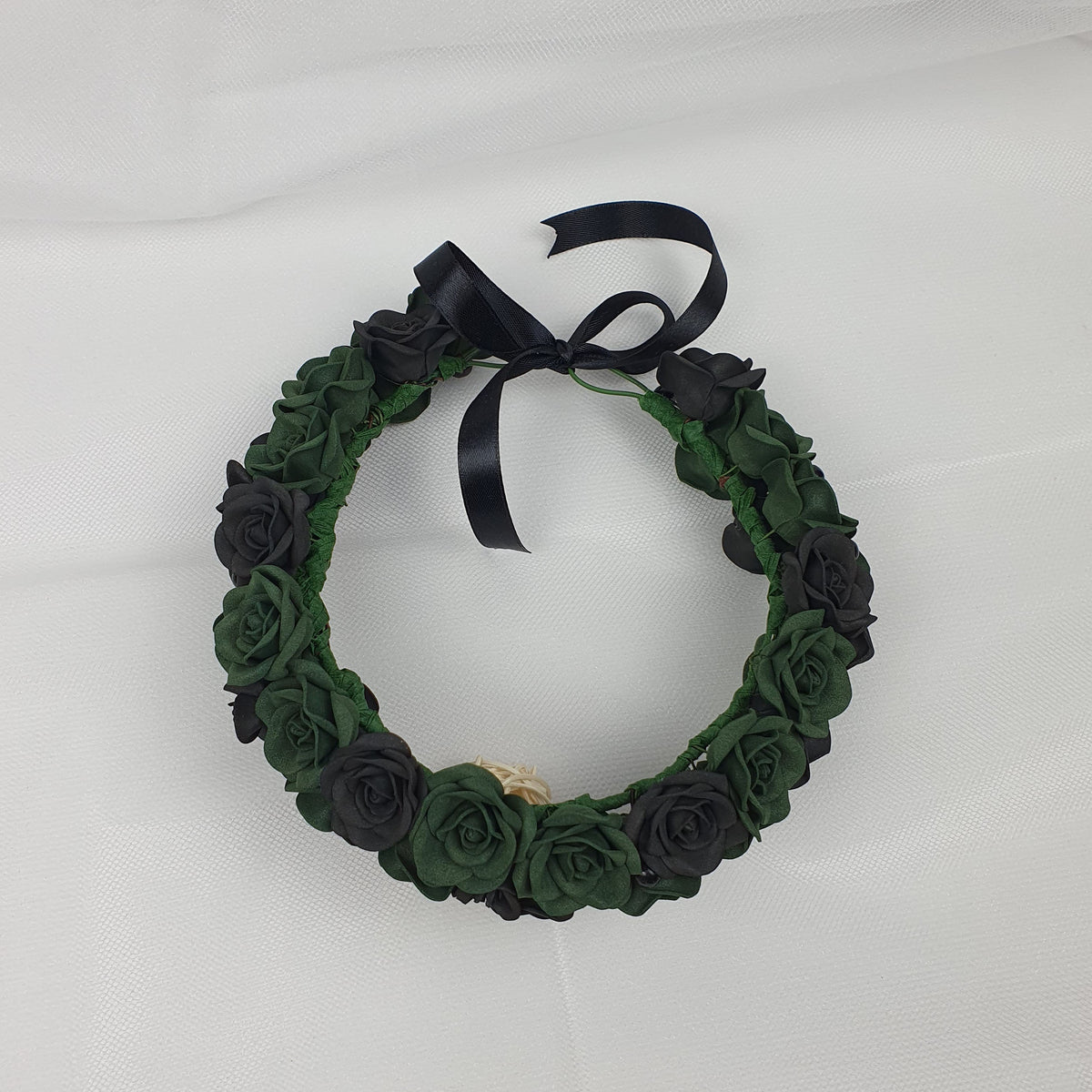 Emerald Green Rose Flower Crown: Gothic Wedding Headpiece
