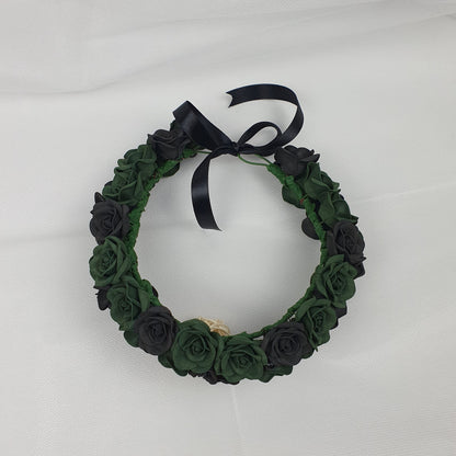 Emerald Green Rose Flower Crown: Gothic Wedding Headpiece