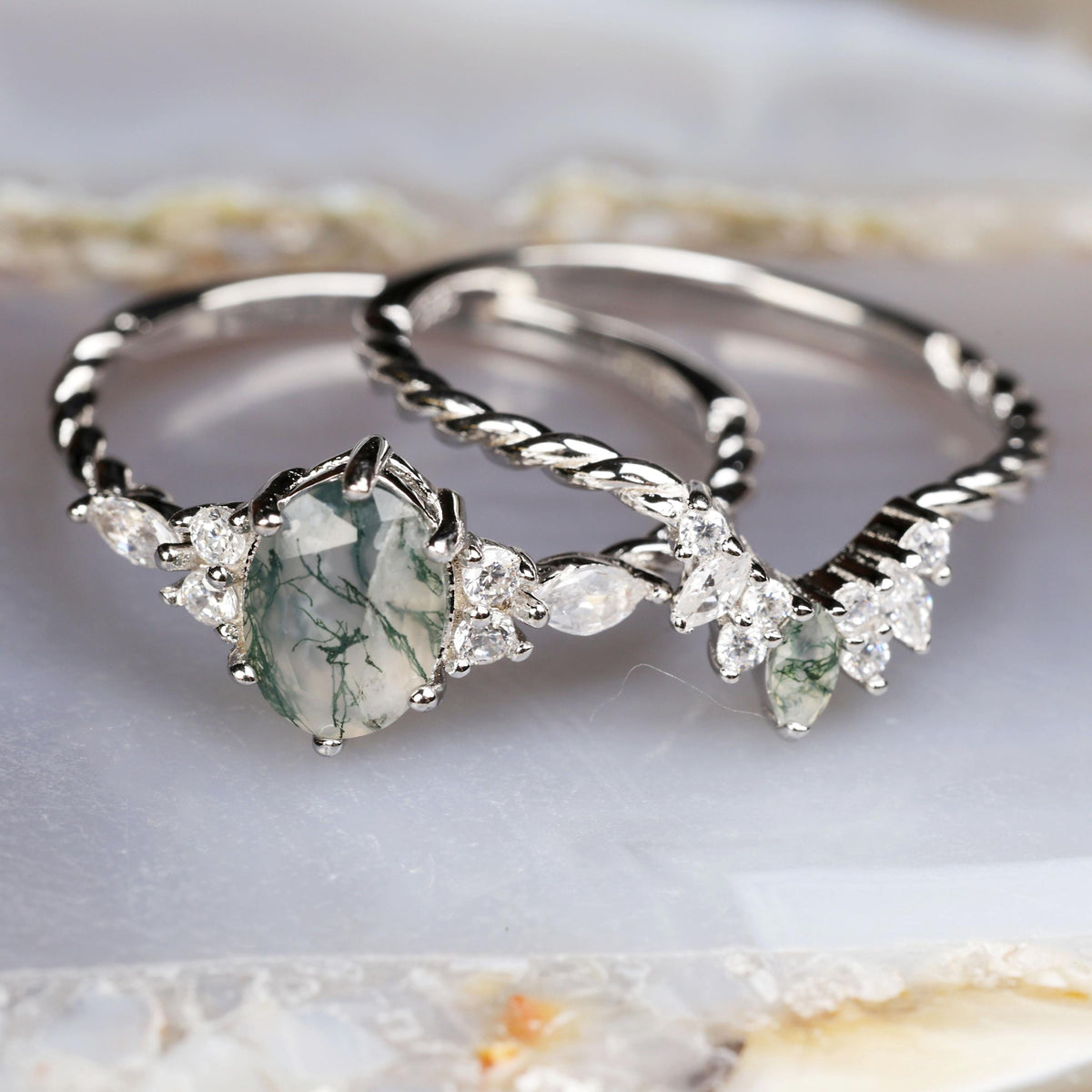 a couple of rings sitting on top of a table