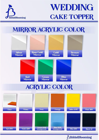 the wedding cake topper color chart for a wedding cake