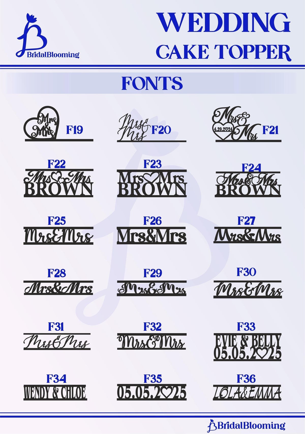 wedding cake topper font and numbers