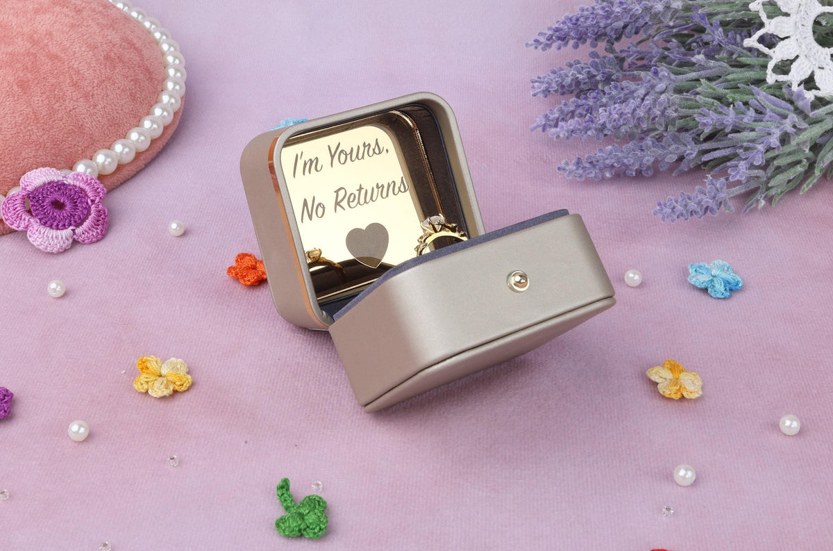 Leather Proposal Ring Box: Dainty Engagement, Wedding Ring
