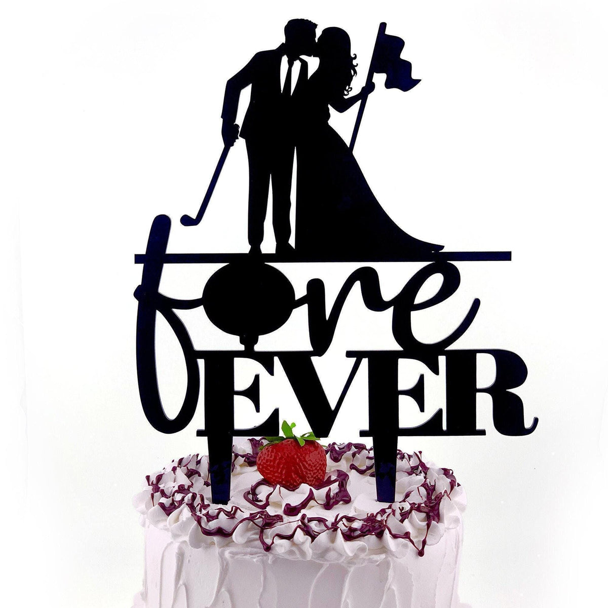 Fore Ever Golf Wedding Cake Topper: Personalized Rustic Mr & Mrs