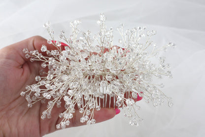 Crystal Bridal Comb, Silver Wedding Hair Piece, 6 Inch