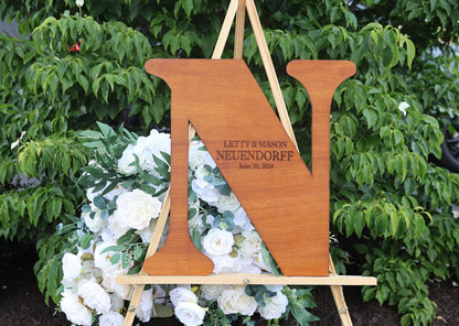 Letter N Rustic Wedding Guest Book: Custom Wooden Sign