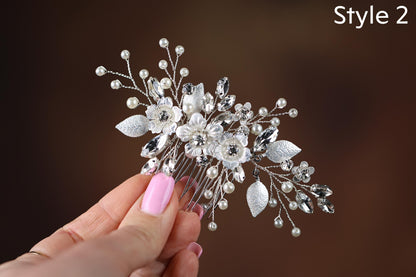 a woman is holding a hair comb in her hand