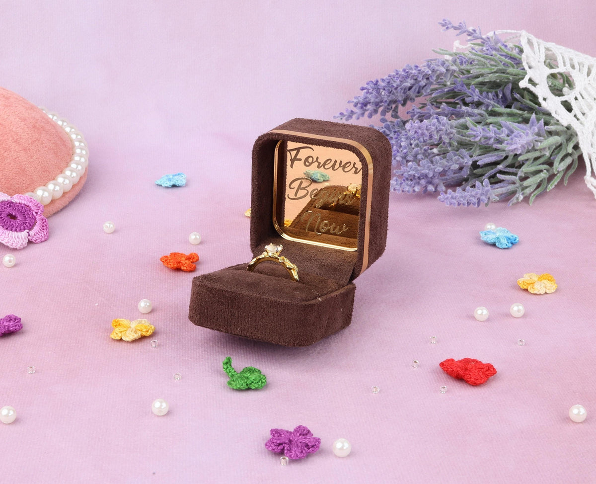 Velvet Proposal Ring Box: Dainty Engagement, Wedding Keepsake