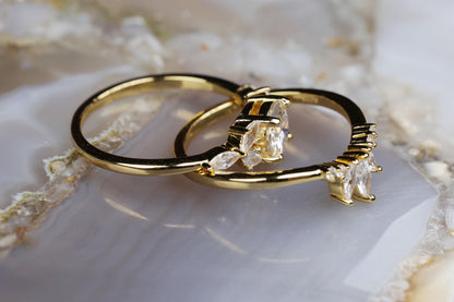 a couple of rings sitting on top of a table