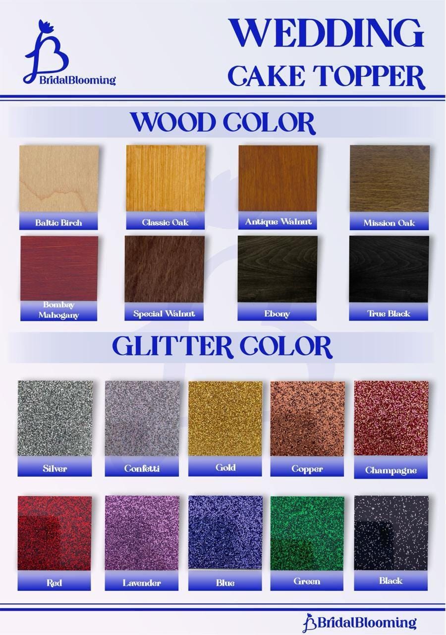 the wedding cake topper color chart